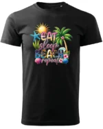 Koszulka Plażowy styl życia <br>jedz, śpij, plażuj, powtarzaj - Unisex, dla niego