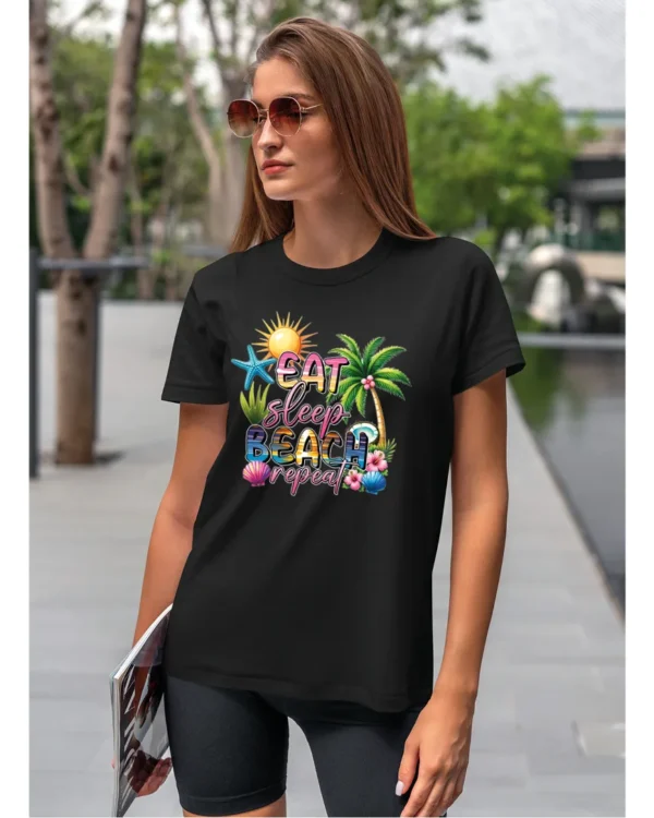 Koszulka Plażowy styl życia <br>jedz, śpij, plażuj, powtarzaj - Unisex, dla niej