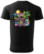 Koszulka Plażowy styl życia <br>jedz, śpij, plażuj, powtarzaj - Unisex, dla niego