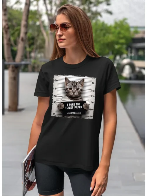 koszulka kocia zbrodnia koszulka koszulka damska t-shirt damski koszulka damska z nadrukiem