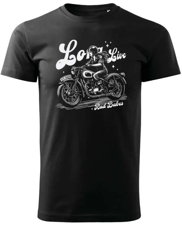 Koszulka Jazda, wolność, niezależność, „Long Live Rad Babes” – edycja White, Unisex