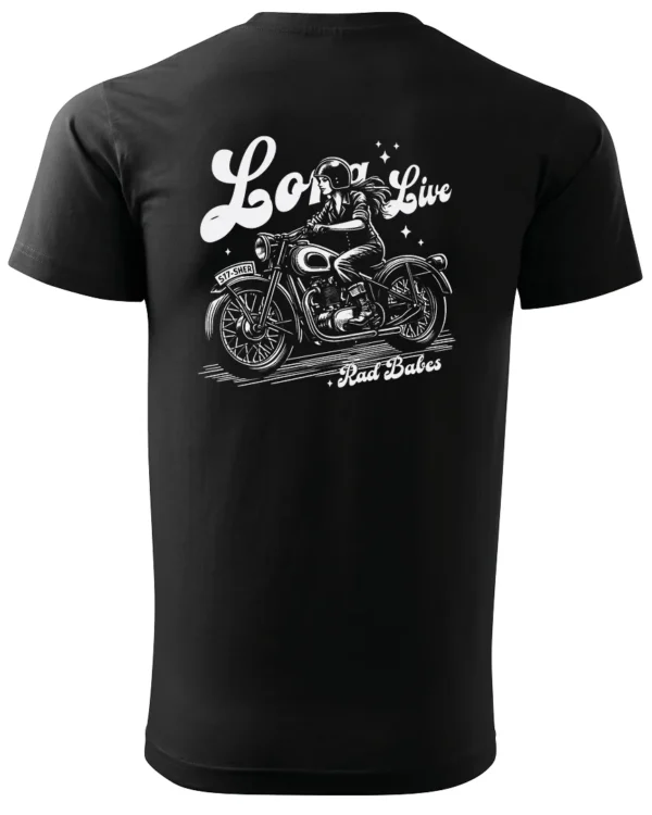 Koszulka Jazda, wolność, niezależność, „Long Live Rad Babes” – edycja White, Unisex
