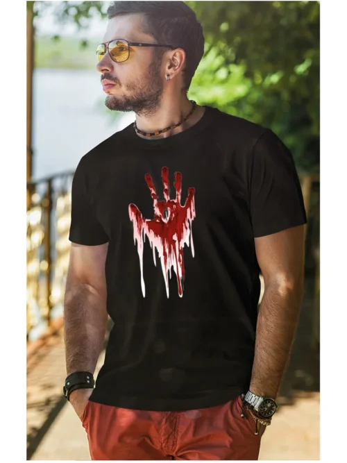 Koszulka Krwawe ślady, Intrygująca tajemnica, koszulka, koszulka męska, t-shirt męski, koszulka męska z nadrukiem, koszulka z napisem
