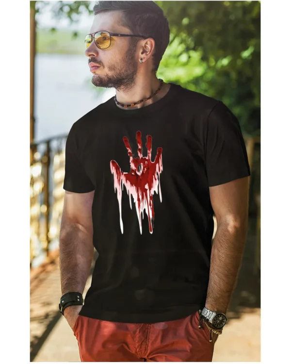 Koszulka Krwawe ślady, Intrygująca tajemnica, koszulka, koszulka męska, t-shirt męski, koszulka męska z nadrukiem, koszulka z napisem