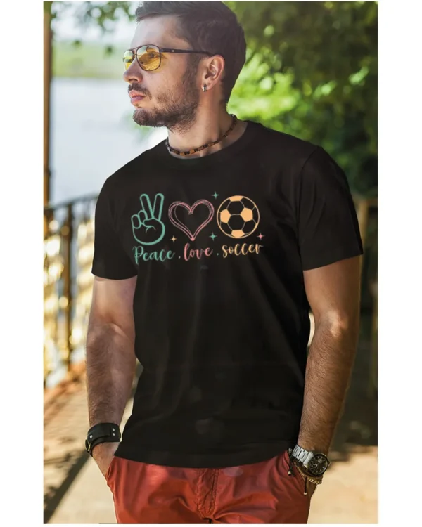 Koszulka Peace Love Soccer <br>Sport i pasja - Unisex, dla niej