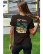 Koszulka unisex życie pustelnika “I hate people”, dla niej – wybierz kolor!