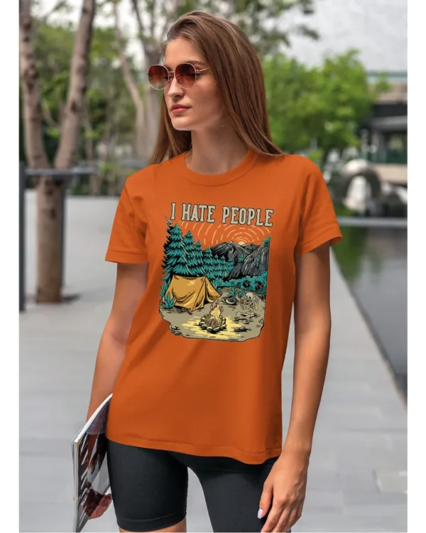 Koszulka unisex życie pustelnika “I hate people”, dla niej – wybierz kolor!