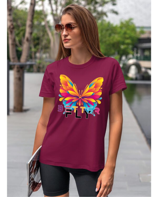 Koszulka unisex motyl “Better fly”, dla niej – wybierz kolor!