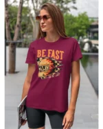 Koszulka unisex wyścig “Be fast or be last”, dla niej – wybierz kolor!