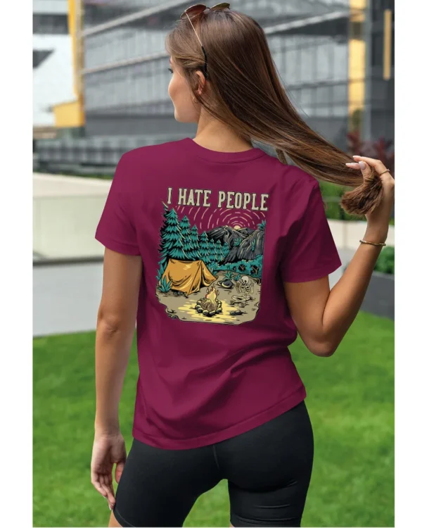 Koszulka unisex życie pustelnika “I hate people”, dla niej – wybierz kolor!