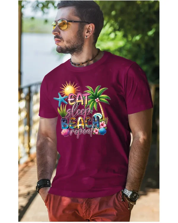 Koszulka Plażowy styl życia <br>jedz, śpij, plażuj, powtarzaj - Unisex, dla niego