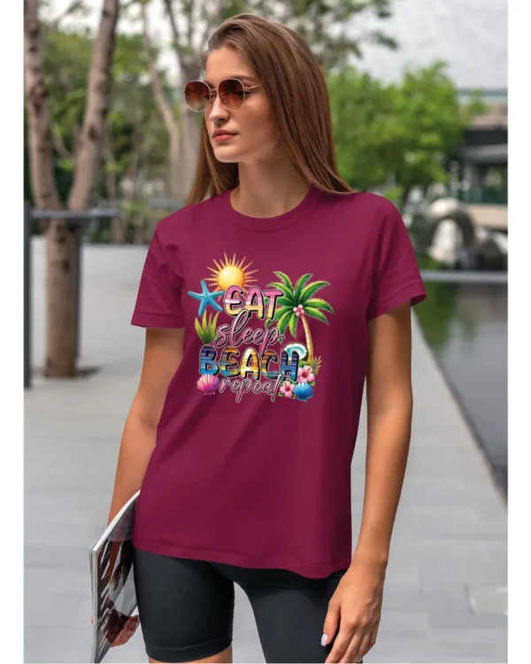 Koszulka Plażowy styl życia <br>jedz, śpij, plażuj, powtarzaj - Unisex, dla niej