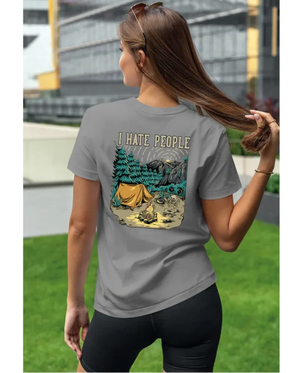 Koszulka unisex życie pustelnika “I hate people”, dla niej – wybierz kolor!