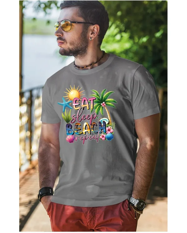 Koszulka Plażowy styl życia <br>jedz, śpij, plażuj, powtarzaj - Unisex, dla niego