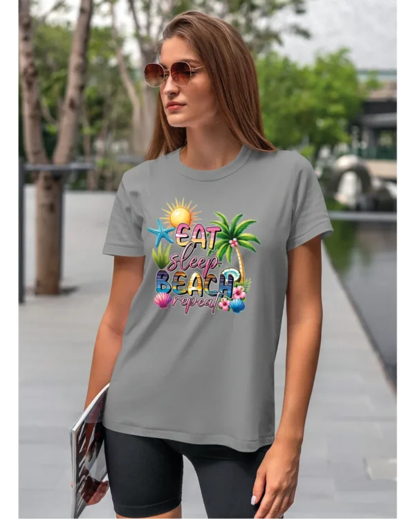 Koszulka Plażowy styl życia <br>jedz, śpij, plażuj, powtarzaj - Unisex, dla niej