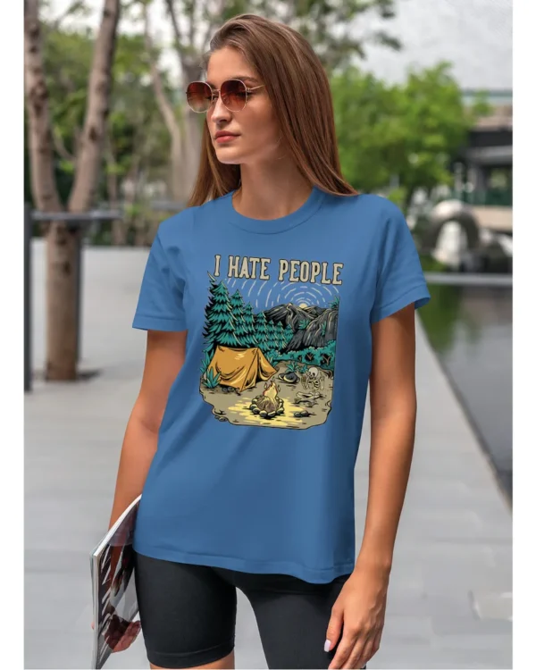 Koszulka unisex życie pustelnika “I hate people”, dla niej – wybierz kolor!
