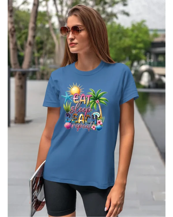 Koszulka Plażowy styl życia <br>jedz, śpij, plażuj, powtarzaj - Unisex, dla niej