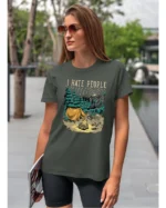 Koszulka unisex życie pustelnika “I hate people”, dla niej – wybierz kolor!