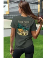 Koszulka unisex życie pustelnika “I hate people”, dla niej – wybierz kolor!
