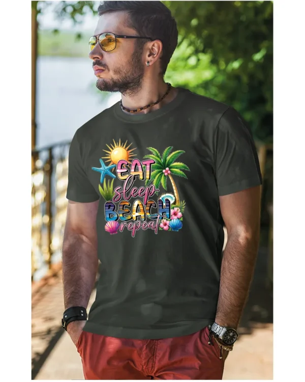 Koszulka Plażowy styl życia <br>jedz, śpij, plażuj, powtarzaj - Unisex, dla niego