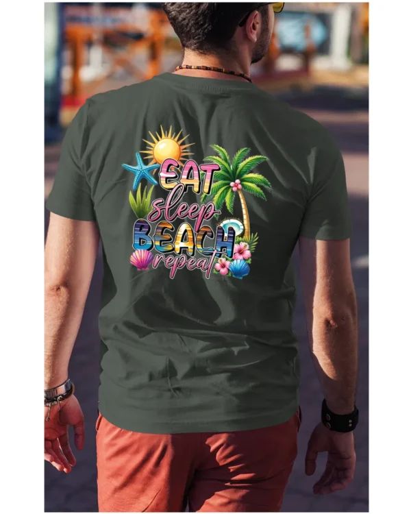 Koszulka Plażowy styl życia <br>jedz, śpij, plażuj, powtarzaj - Unisex, dla niego