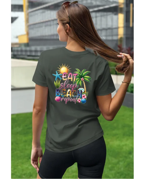 Koszulka Plażowy styl życia <br>jedz, śpij, plażuj, powtarzaj - Unisex, dla niej