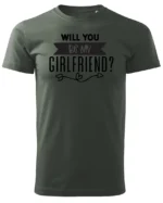 Koszulka Romantyczna propozycja, „Will you be my girlfriend?” - Unisex