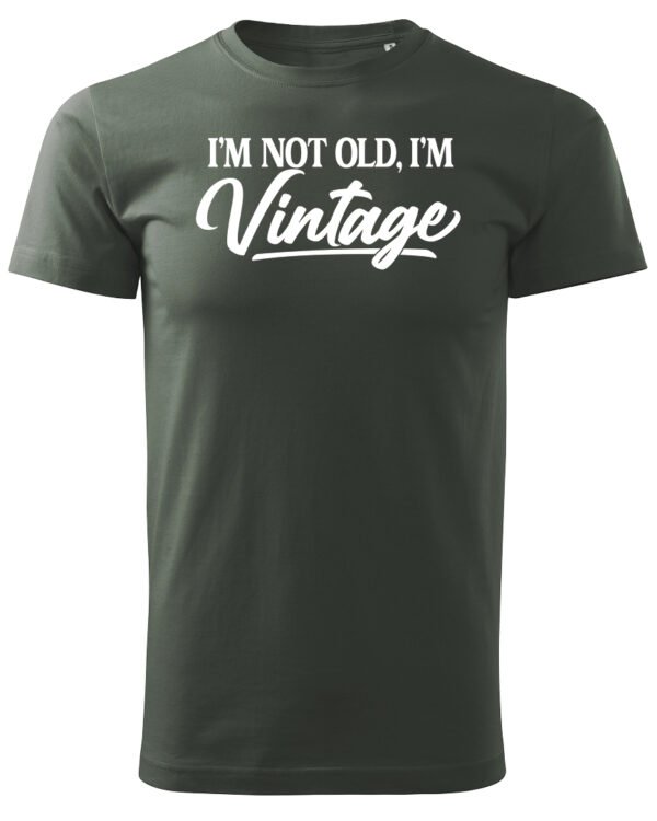 Koszulka Styl retro na co dzień, „I'm not old, I'm vintage” – Unisex, edycja Midnight
