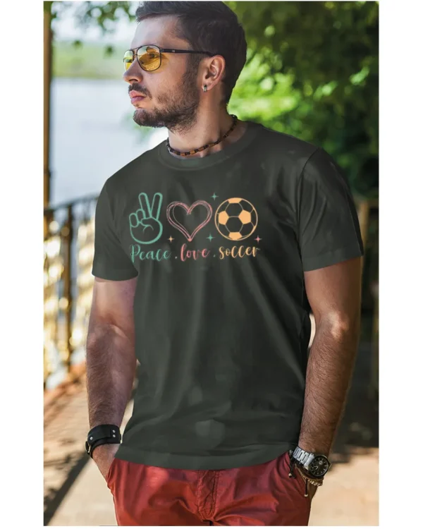 Koszulka Peace Love Soccer <br>Sport i pasja - Unisex, dla niej