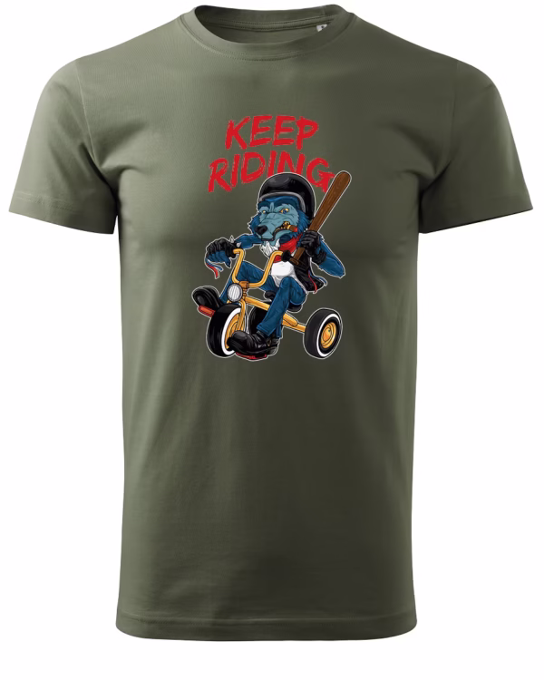 Koszulka unisex wilczy jeździec “Keep riding”, dla niego – wybierz kolor!