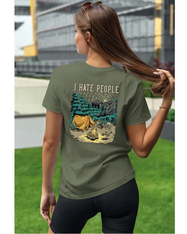 Koszulka unisex życie pustelnika “I hate people”, dla niej – wybierz kolor!