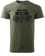 Koszulka Romantyczna propozycja, „Will you be my girlfriend?” - Unisex