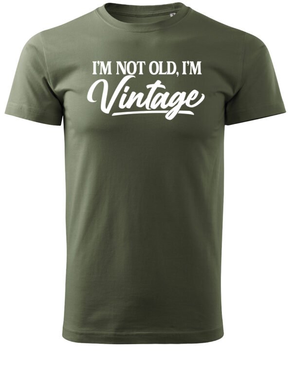 Koszulka Styl retro na co dzień, „I'm not old, I'm vintage” – Unisex, edycja Midnight