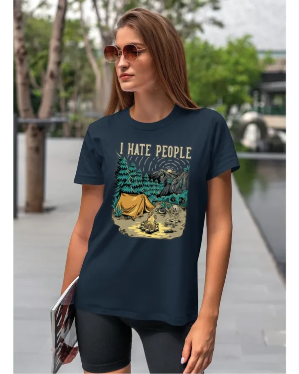 Koszulka unisex życie pustelnika “I hate people”, dla niej – wybierz kolor!