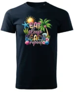 Koszulka Plażowy styl życia <br>jedz, śpij, plażuj, powtarzaj - Unisex, dla niego