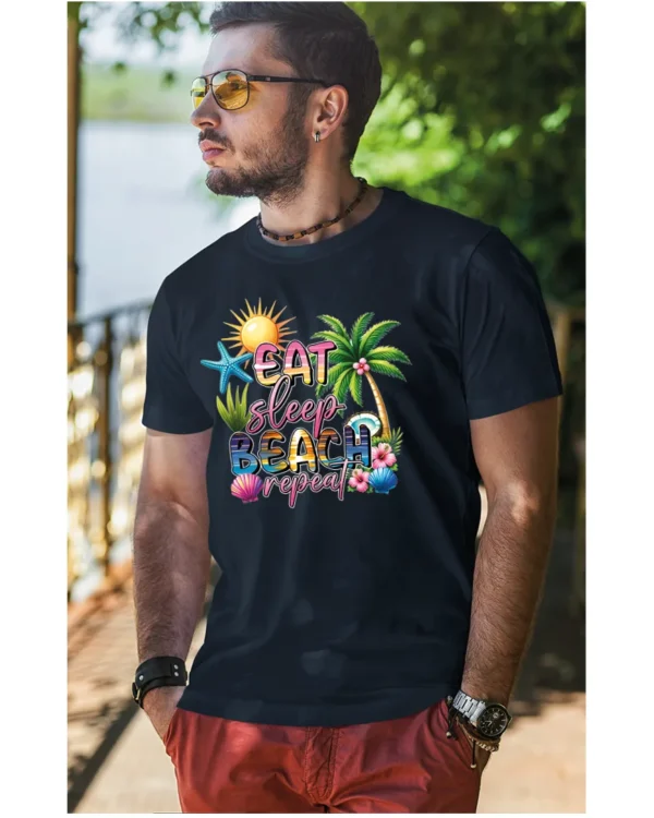 Koszulka Plażowy styl życia <br>jedz, śpij, plażuj, powtarzaj - Unisex, dla niego