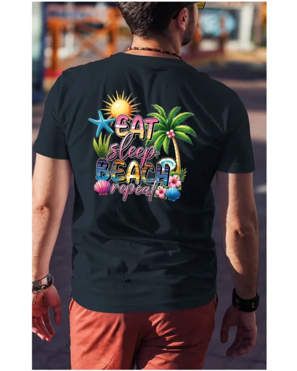 Koszulka Plażowy styl życia <br>jedz, śpij, plażuj, powtarzaj - Unisex, dla niego