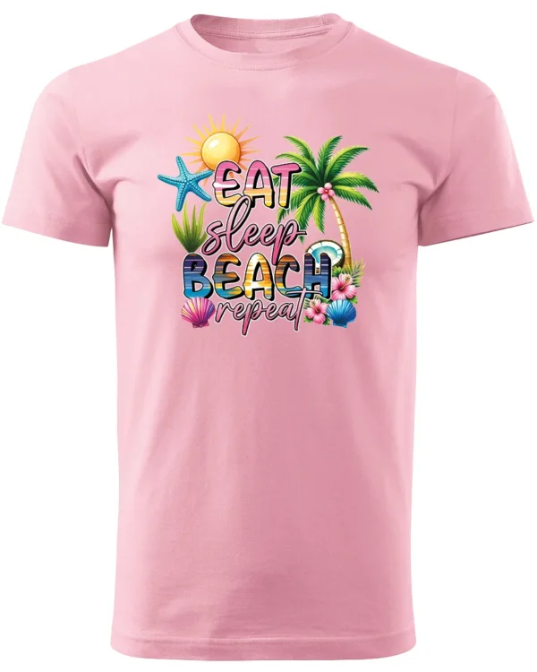 Koszulka Plażowy styl życia <br>jedz, śpij, plażuj, powtarzaj - Unisex, dla niego