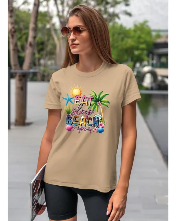 Koszulka Plażowy styl życia <br>jedz, śpij, plażuj, powtarzaj - Unisex, dla niej