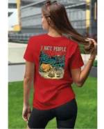 Koszulka unisex życie pustelnika “I hate people”, dla niej – wybierz kolor!