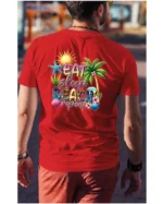 Koszulka Plażowy styl życia <br>jedz, śpij, plażuj, powtarzaj - Unisex, dla niego