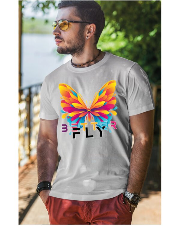 Koszulka unisex motyl “Better fly”, dla niego – wybierz kolor!