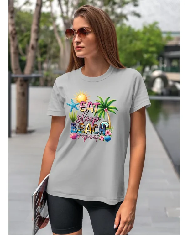 Koszulka Plażowy styl życia <br>jedz, śpij, plażuj, powtarzaj - Unisex, dla niej