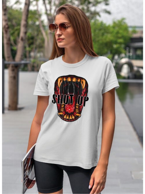 Koszulka unisex napis “Shut up”, dla niej – wybierz kolor!