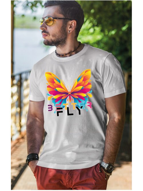 Koszulka unisex motyl “Better fly”, dla niego – wybierz kolor!
