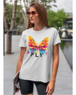 Koszulka unisex motyl “Better fly”, dla niej – wybierz kolor!