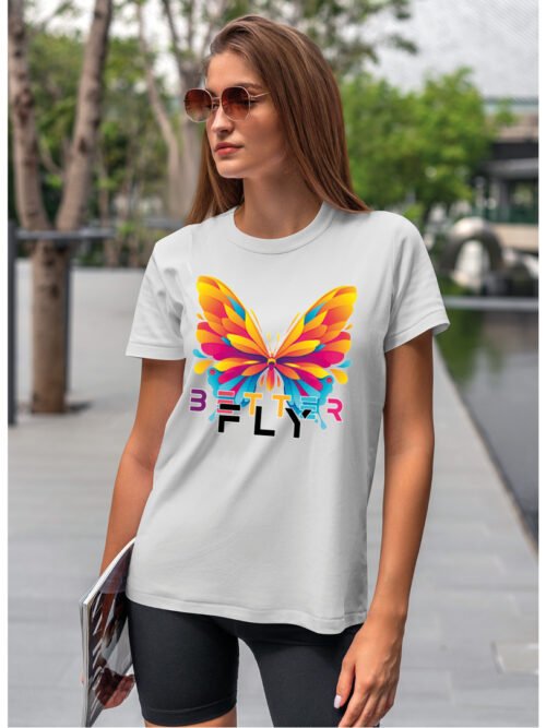 Koszulka unisex motyl “Better fly”, dla niej – wybierz kolor!