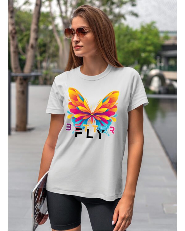Koszulka unisex motyl “Better fly”, dla niej – wybierz kolor!