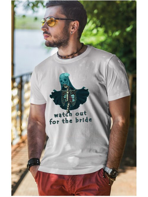 Koszulka unisex panna młoda “Watch out for the bride”, dla niego – wybierz kolor!