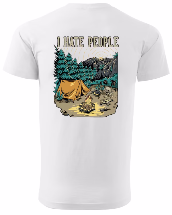 Koszulka unisex życie pustelnika “I hate people”, dla niego – wybierz kolor!